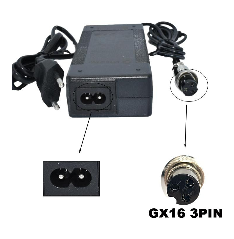 Cargador 42V 2A 3PIN GX16 (versión premium sin ventilador)