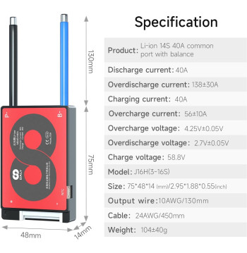 BMS 14S 48V 40A DALY - Nueva generación